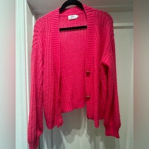 Amaryllis by Tayshia Hot Pink Cardigan with Embellished buttons